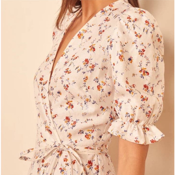 Reformation NWT Carmelo Floral V-Neck Short Sleeve Dress Large - Picture 4 of 4